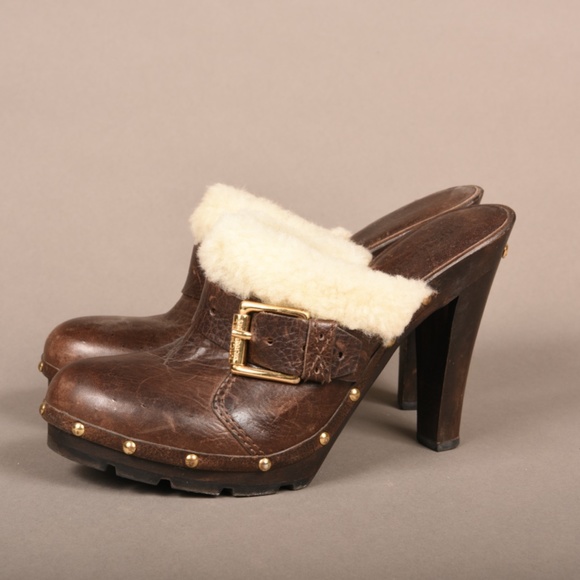 Michael Kors Brown Leather & Faux Fur Heels - Picture 4 of 9